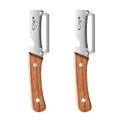 Stainless steel peeler with wooden handle for peeling and slicing fruits and vegetables | Durable and smooth operation