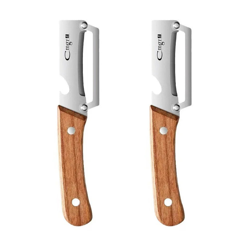Stainless steel peeler with wooden handle for peeling and slicing fruits and vegetables | Durable and smooth operation